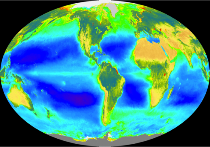Global map to show distribution of photosynthetic activity of plankton