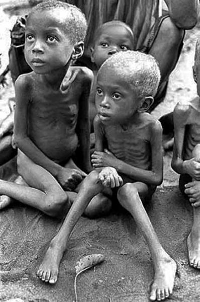Very thin children during the Biafran conflict