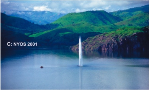 lake nyos, cameroon with degassing jets