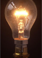 a lit incandescent lightbult