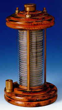 Voltaic pile as constructed by Alessandro Volta