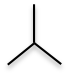 Three lines making a Y shape. Each end of the Y and the intersection represent a carbon