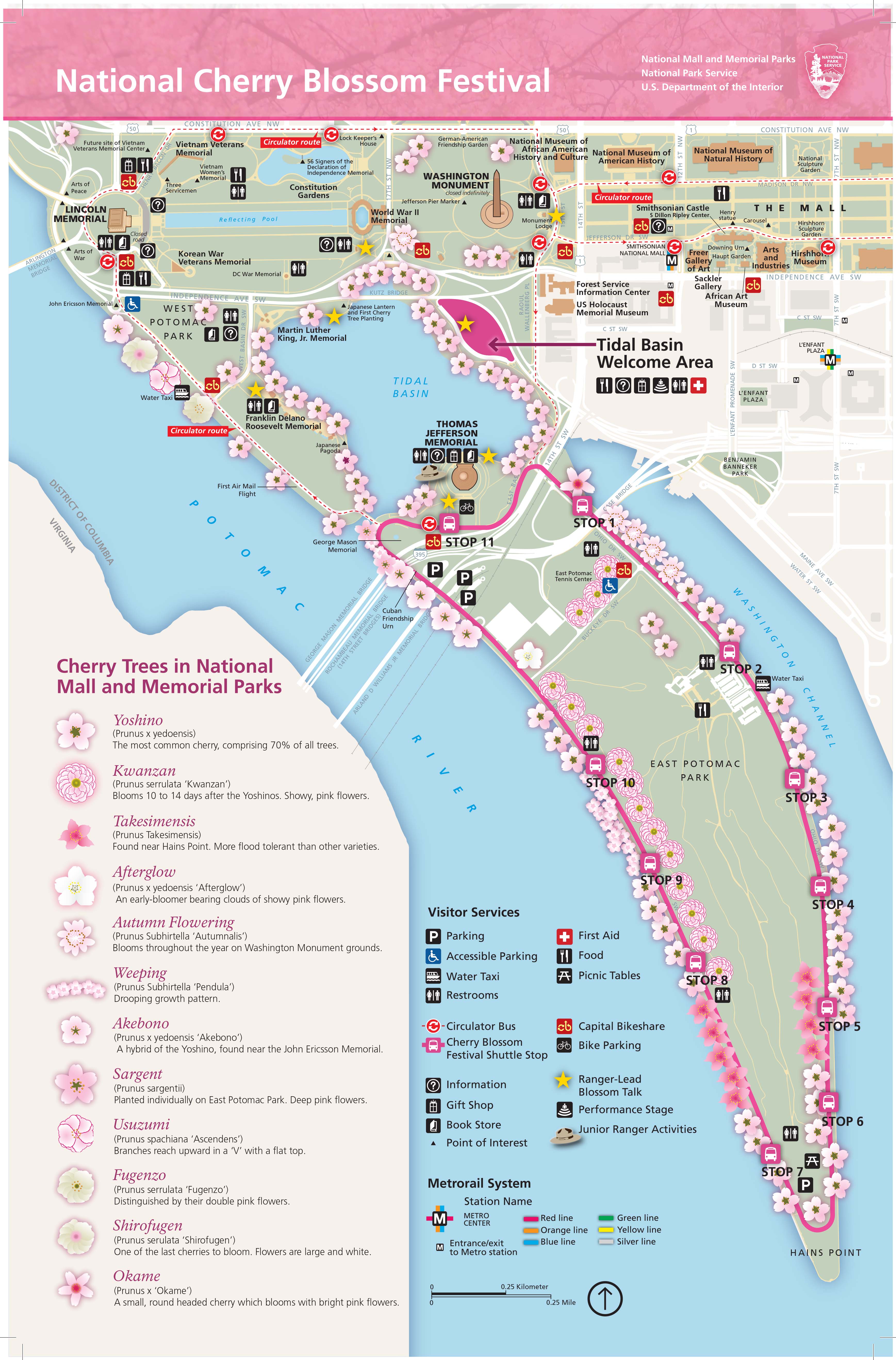 Map of National Cherry Blossom Festival using flowers as an Iconic Symbol, see text above image