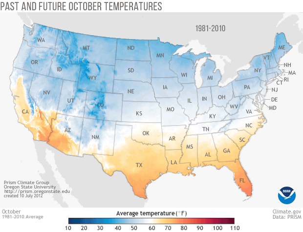  animated map: NOAA - Past and Future October Temperatures 1981-2090
