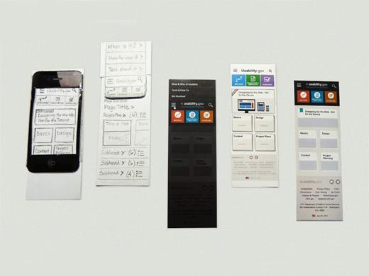 paper prototypes for a mobile website