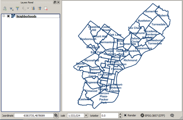 Screen Capture: WMS layer in QGIS