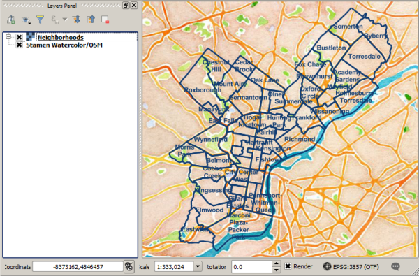 Screen Capture: A WMS "mashup" between WMS layer & OpenStreetMap layer
