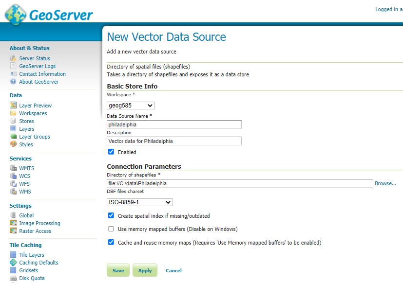 Screen Capture: New Vector Data Source
