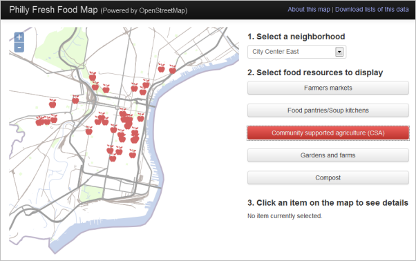Screen Capture: Philly Fresh Food Map