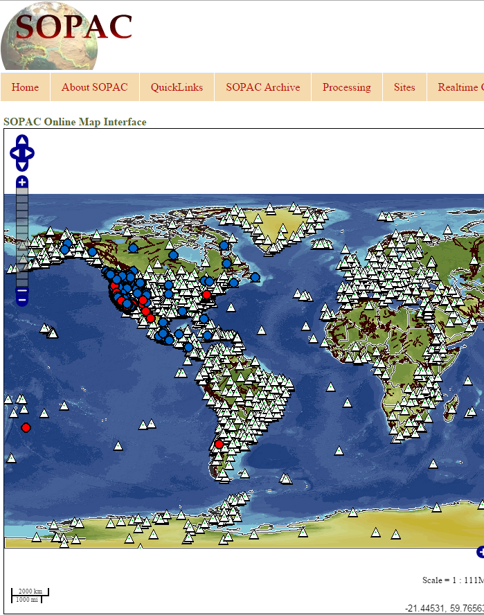 Scripps Orbit and Permanent Array Center (SOPAC) Online Map Interface