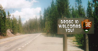 National Park Sign that reads "GEOSC 10 Welcomes You!"