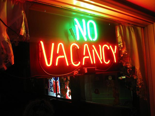 Photograph of a "No Vacancy" sign