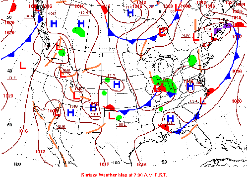 Surface weather map for June 29, 2015. See caption.