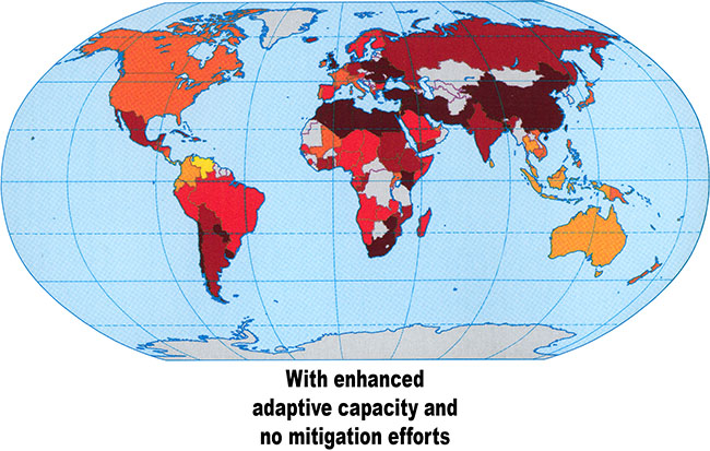 map of CCV in 2100 with enhanced adaptive capacity no mitigation efforts