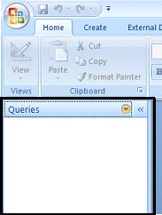 Screen capture of MS-Access Navigation Pane, access to queries.