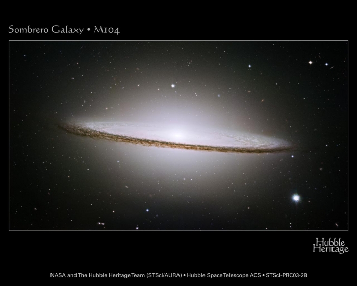 Hubble image of M104, an Sa spiral galaxy, seen edge-on