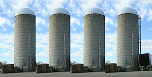 Four images of the same silo placed side by side