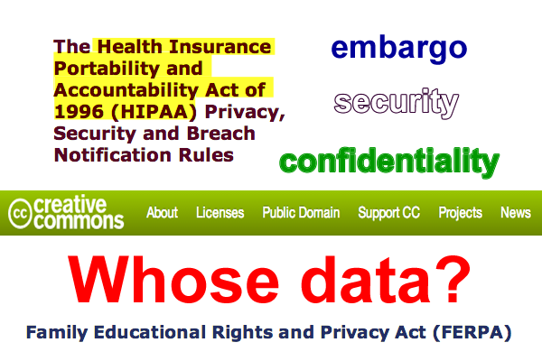 Diagram listing potential concerns regarding sensitive data, as described in text above