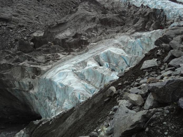 Glacier in a barren rocky valley