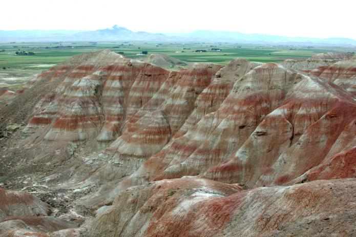 The PETM in the Big Horn Basin, Wyoming. Red and white horizontal layers on the rock formations