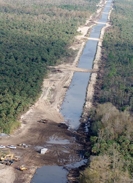 Prairie canal developed to divert water in the Everglades