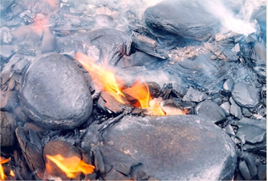 Oil shale burning.