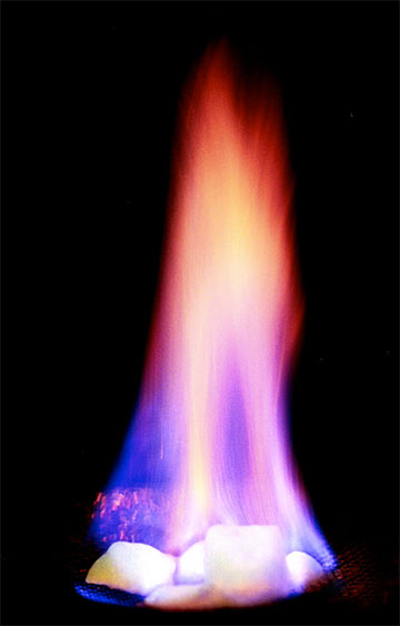 Methane hydrate burning.
