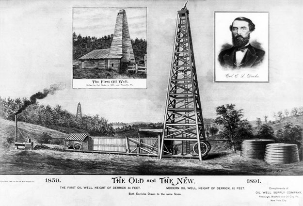 modern vs. new oil wells. More in caption below