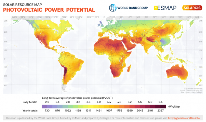 World Map of Photovoltaic Power Potential