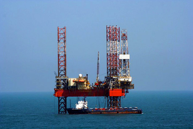 An offshore oil platform in the North Sea.