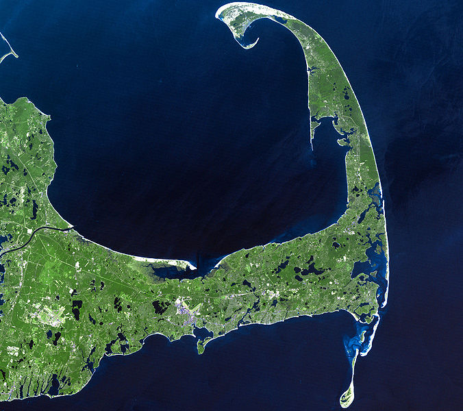 The unique upward curving hook of Cape Cod. See caption for more.