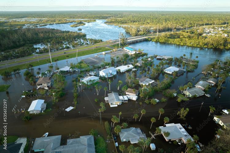 Houses in Florida flooded by Hurricane Ian