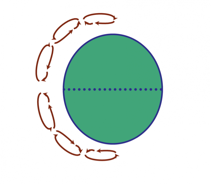 Diagram showing how Hadley cells are broken up as the earth rotates.