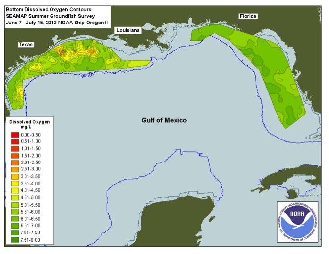 Similar map to above but from 2012. Almost all green. Little yellow/orange along LA coast.