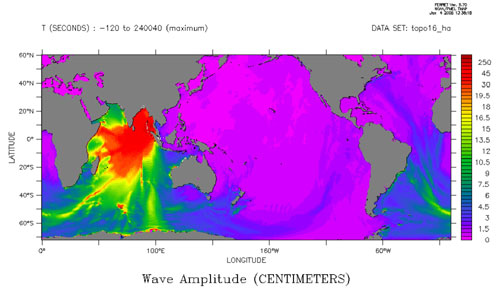false color map of the sumatra-andaman tsunami waveheight