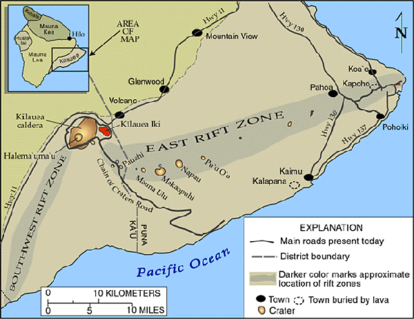 map of Hawaii's East Rift Zone