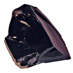 photo of a hand sample of obsidian