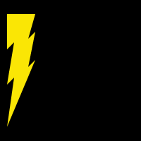 yellow lightning bolt moves left to right on black background, see image caption