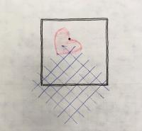 red heart on graph paper rotated 45 degrees