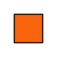 orange square rotates around y axis; simulates 3D