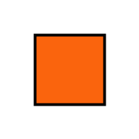 orange square rotates around its own center in plane of screen