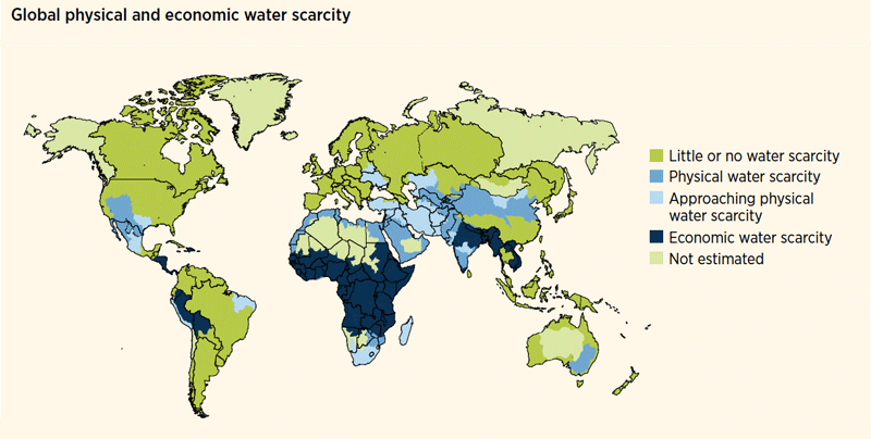 Graphic depicting water scarcity across the world.