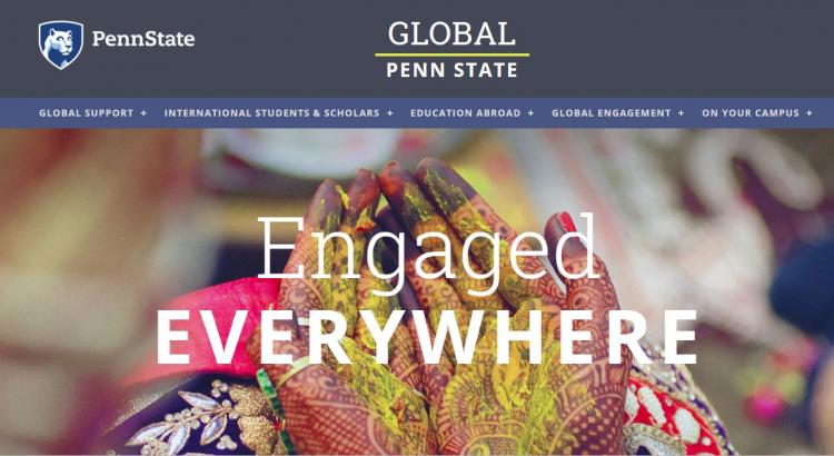 Screenshot of Penn State's Global Penn State website: "Engaged Everywhere" banner.