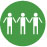 communication skills icon: three stick figures holding hands