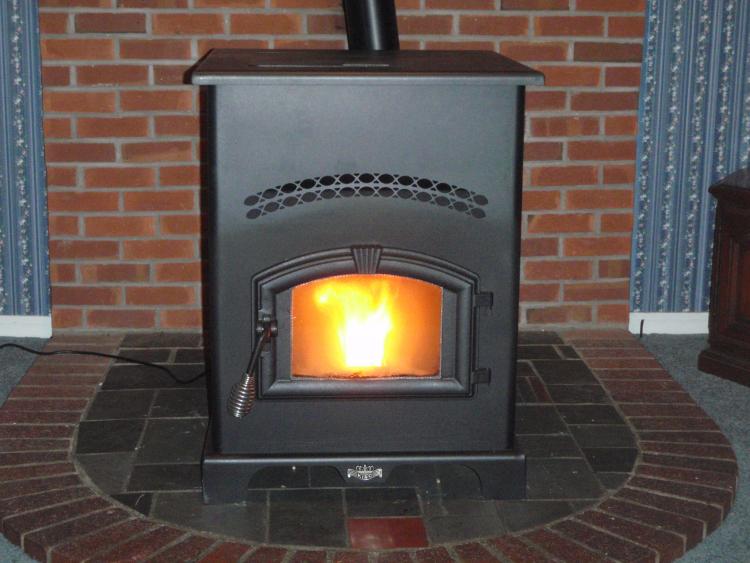 Picture of a hot pellet stove.