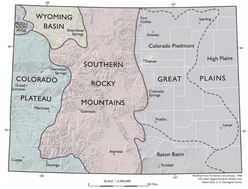 Physiographic provinces of Colorado