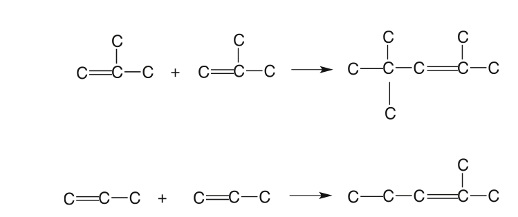 Isobutylene + Isobutylene becomes 2, 4, 4-trimethyl-2-pentene; Propene + propene becomes 2-methyl-2-pentene. described more above