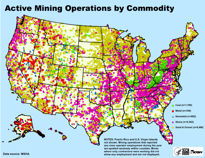Active US Mining Operations by Commodity