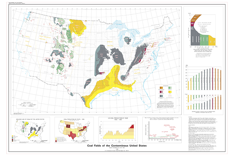 Map showing Coal Fields of the Conterminous United States