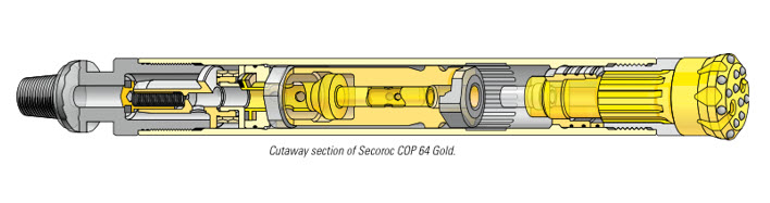 Cutaway section of Secoroc COP 64 Gold. 